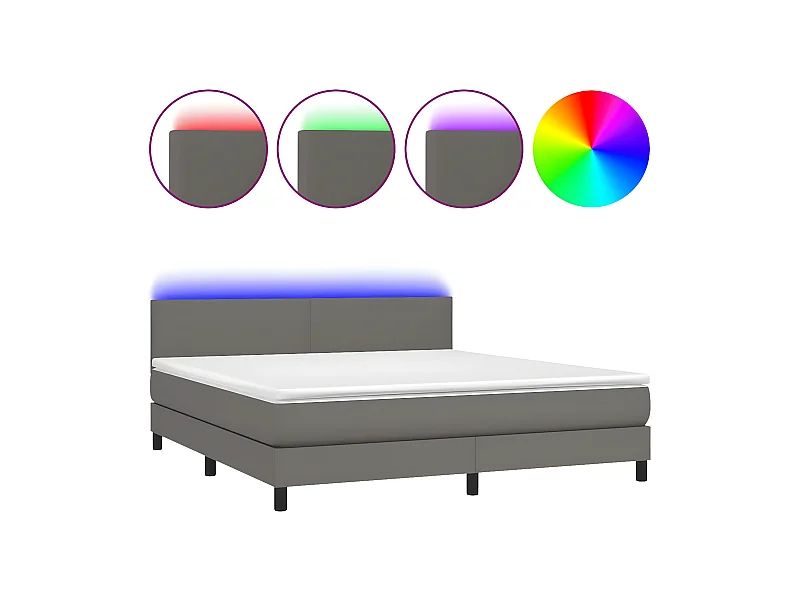 Sommier à lattes de lit avec matelas et LED Gris 160x200