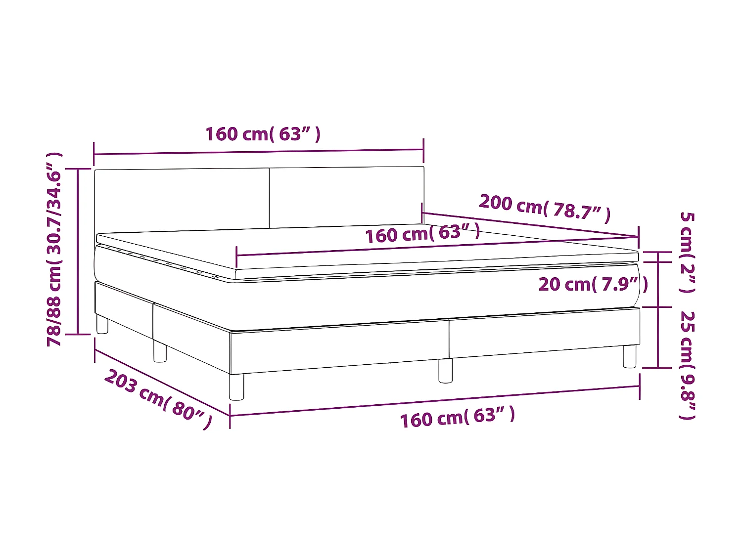 Sommier à lattes de lit avec matelas et LED Gris 160x200