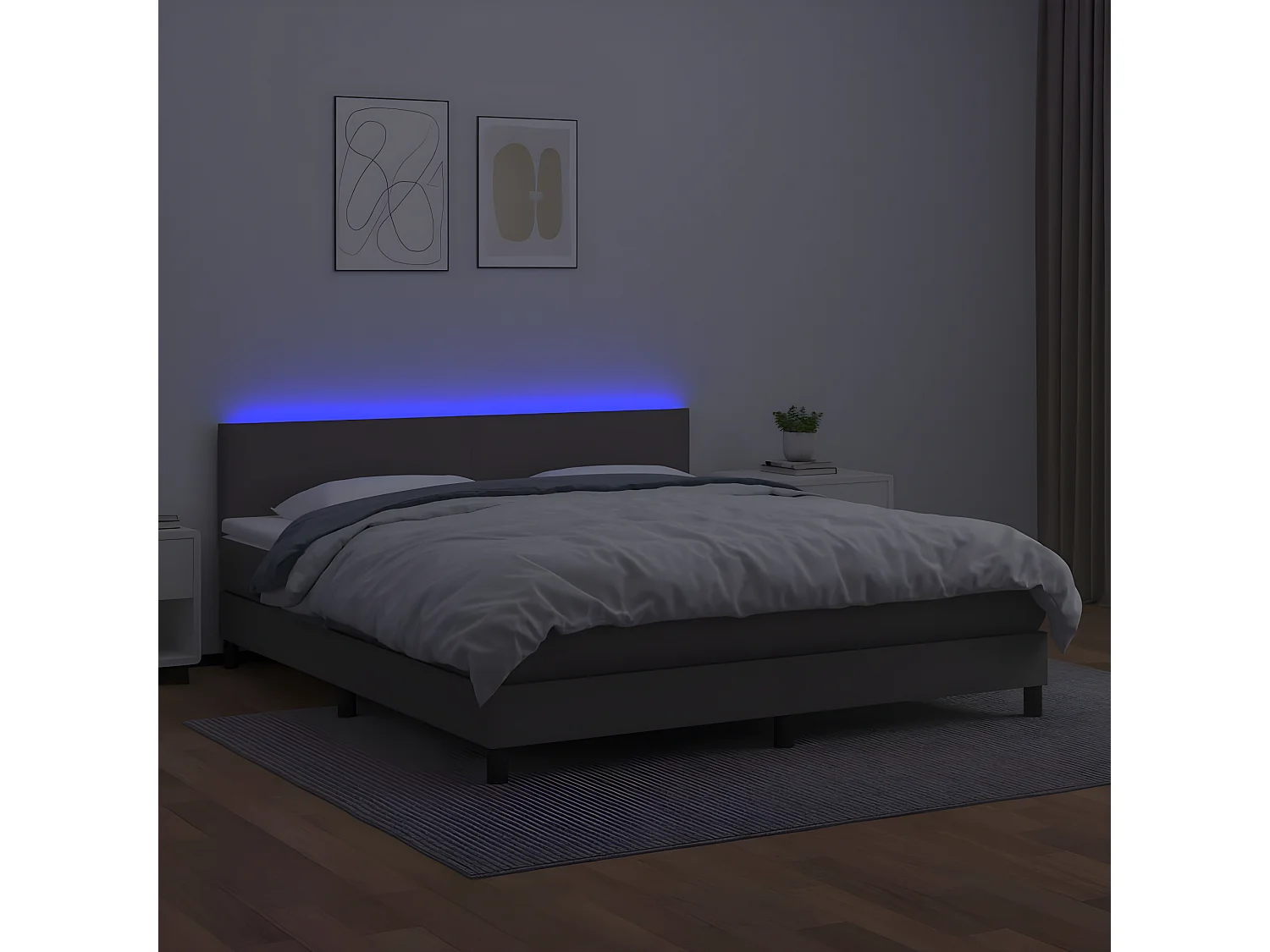 Sommier à lattes de lit avec matelas et LED Gris 160x200