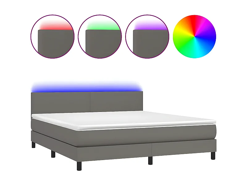 Sommier à lattes de lit avec matelas et LED Gris 160x200