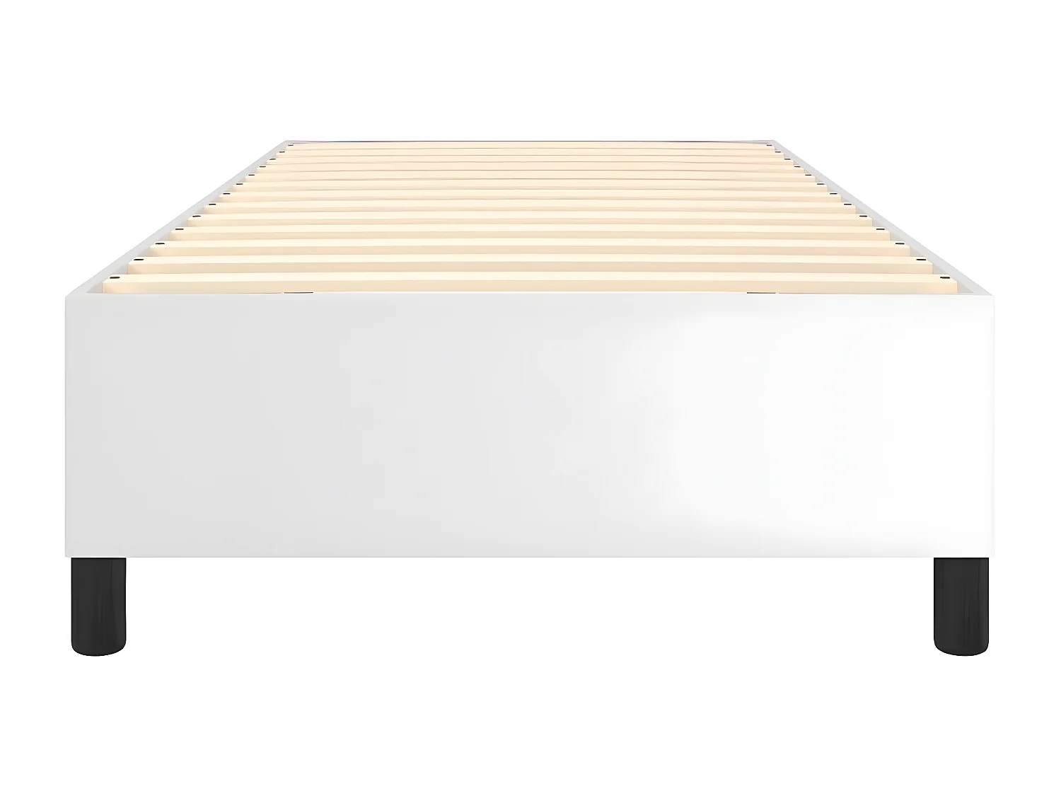 Lit à sommier à ressorts Blanc 100x200 Similicuir