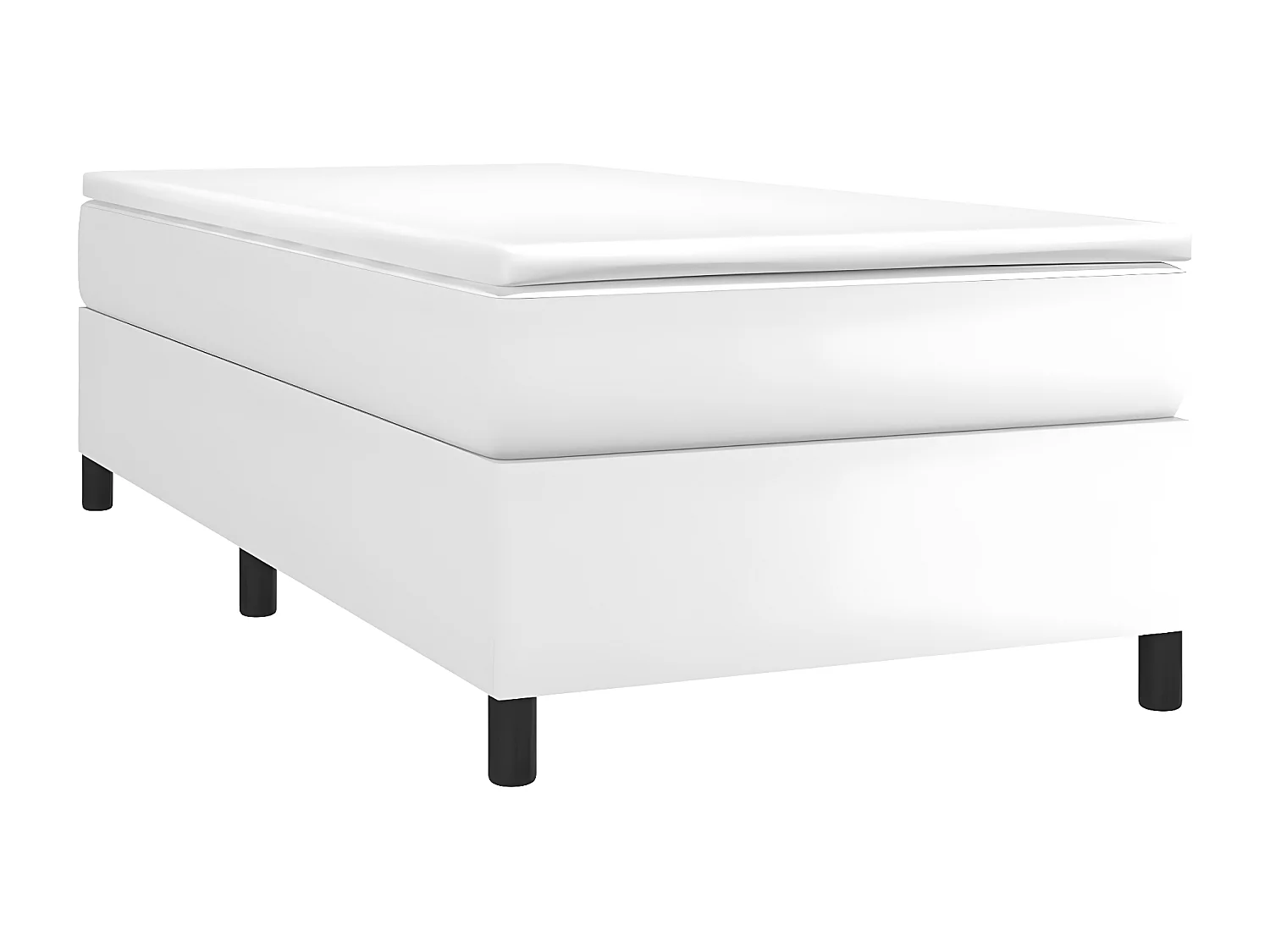 Lit à sommier à ressorts Blanc 100x200 Similicuir