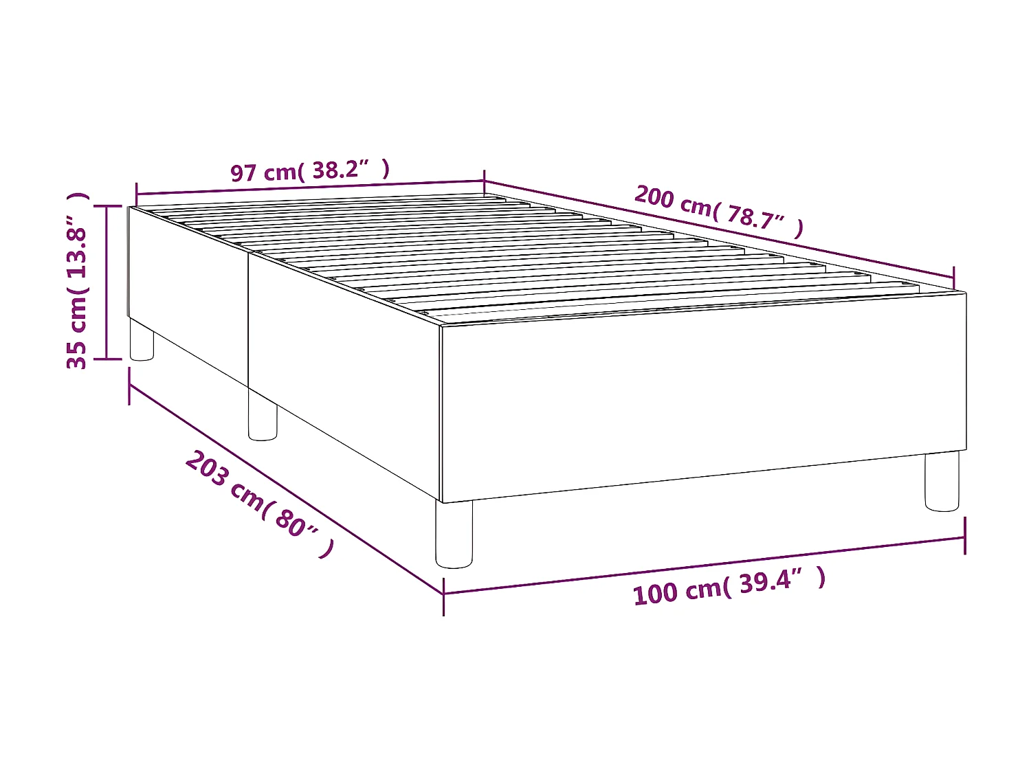 Lit à sommier à ressorts Blanc 100x200 Similicuir