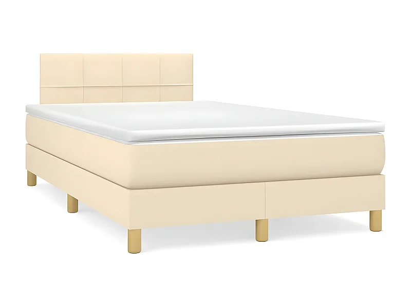 Sommier à lattes de lit matelas et LED crème 120x190 tissu