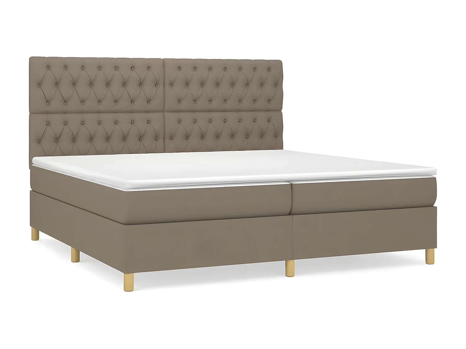 Lit à sommier tapissier avec matelas Taupe 200x200 Tissu 6
