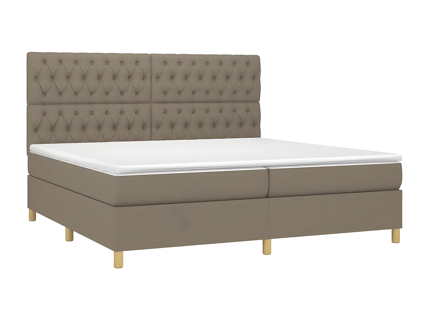 Lit à sommier tapissier avec matelas Taupe 200x200 Tissu 6