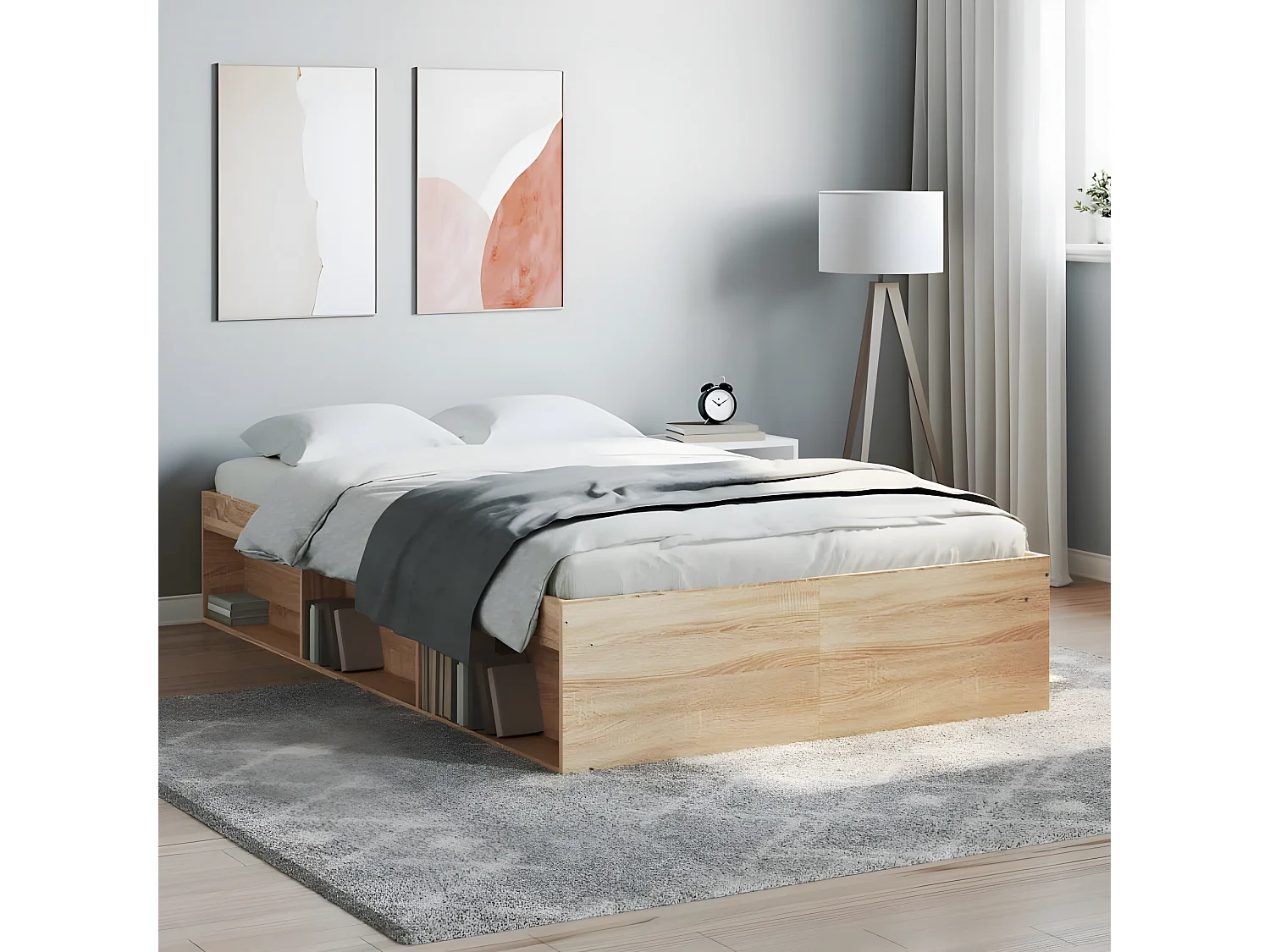 Cadre de lit chêne sonoma 120x190 petit double