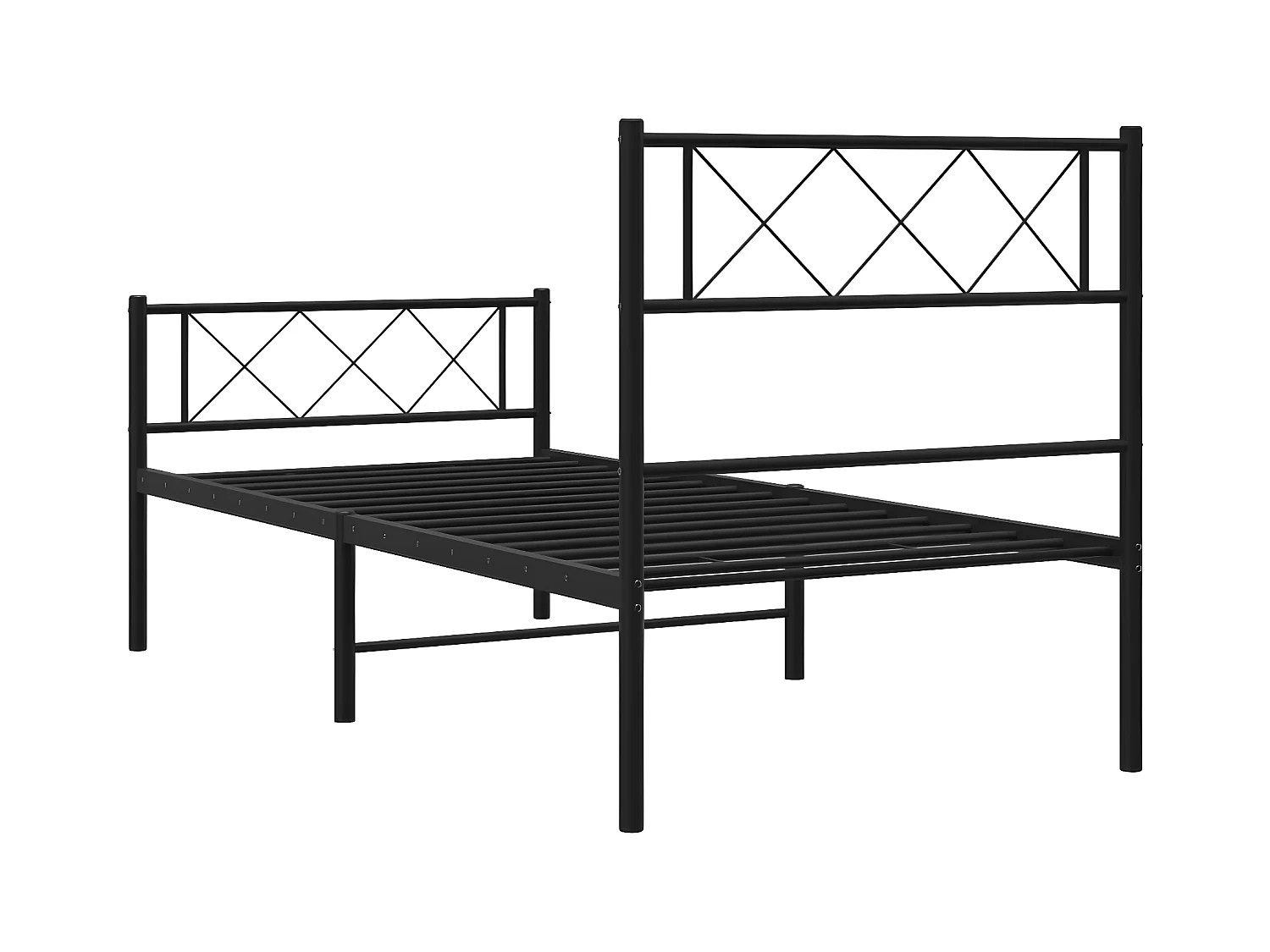 vidaXL Estructura de cama con cabecero y estribo metal negro 75x190 cm