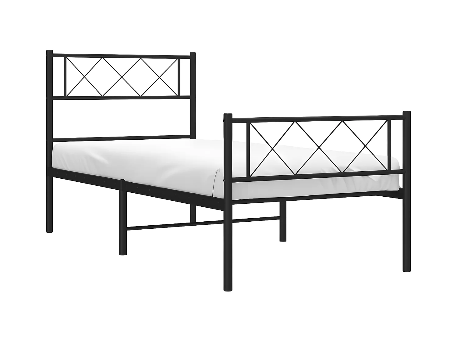 vidaXL Estructura de cama con cabecero y estribo metal negro 75x190 cm