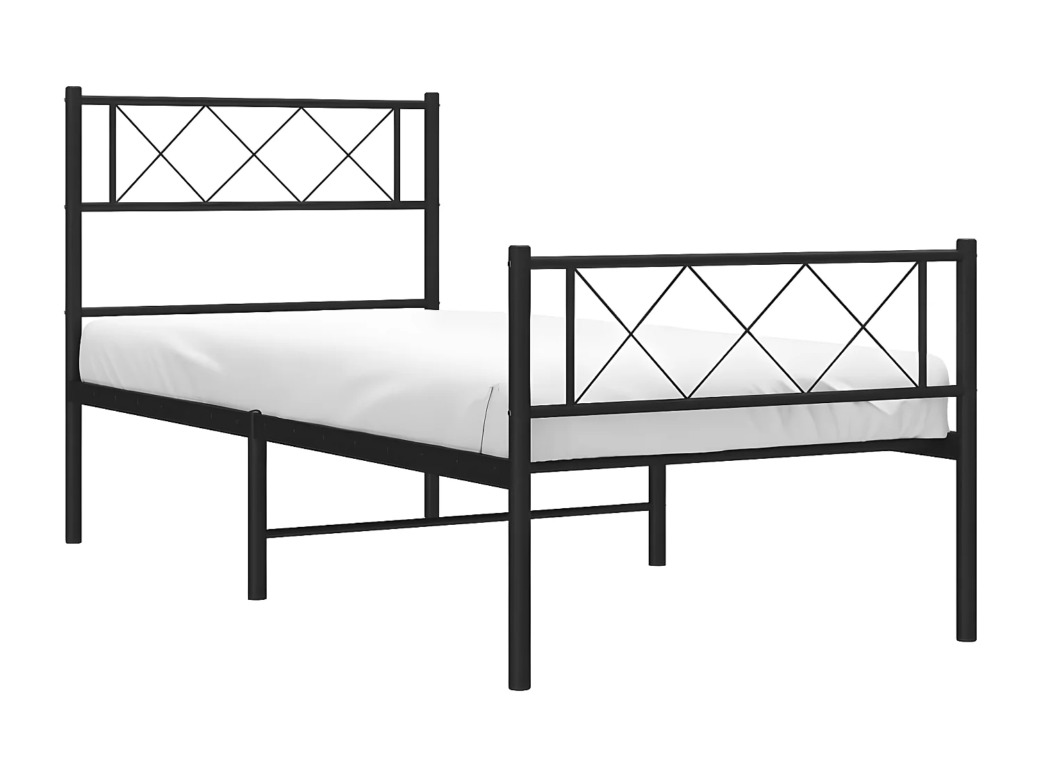 Bedframe met hoofd- en voeteneinde metaal zwart 75x190 cm