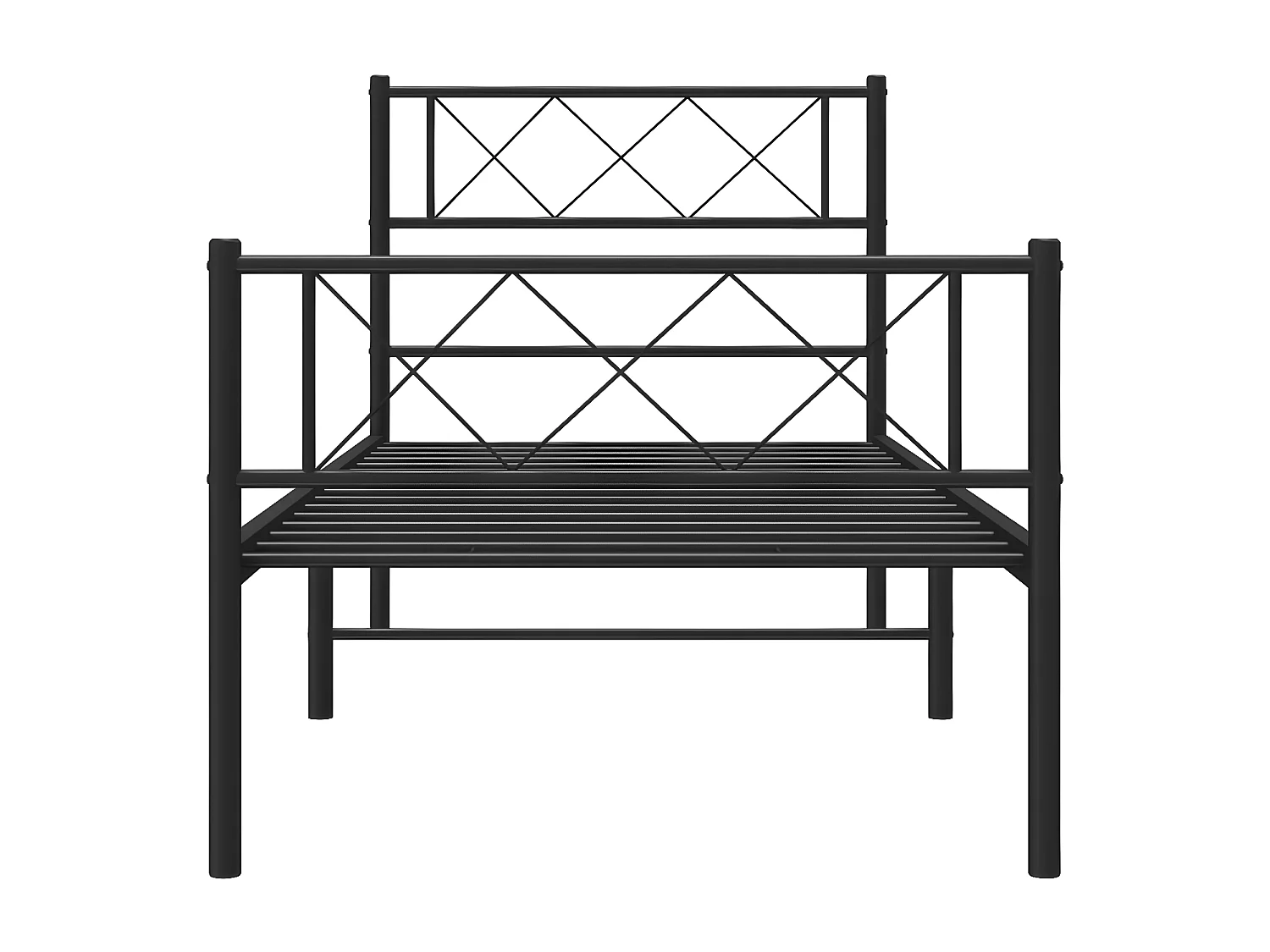 Bedframe met hoofd- en voeteneinde metaal zwart 75x190 cm