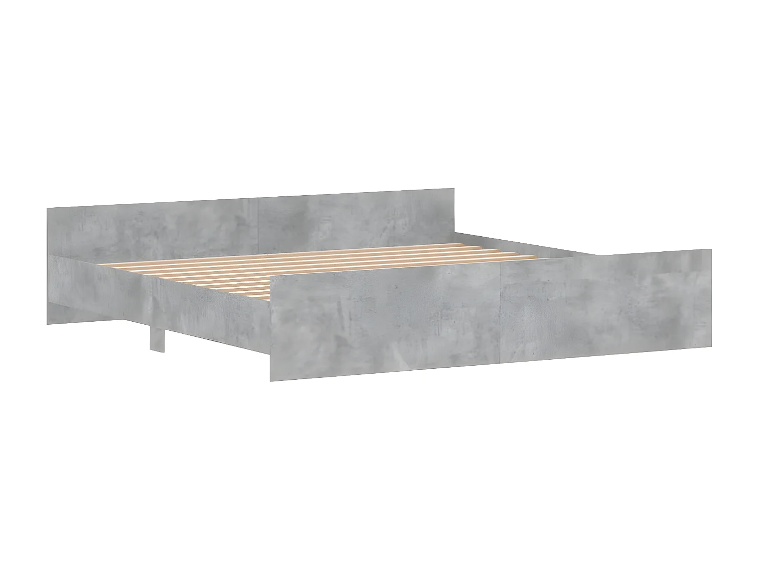 Cadre de lit tête de lit et pied de lit gris béton 180x200
