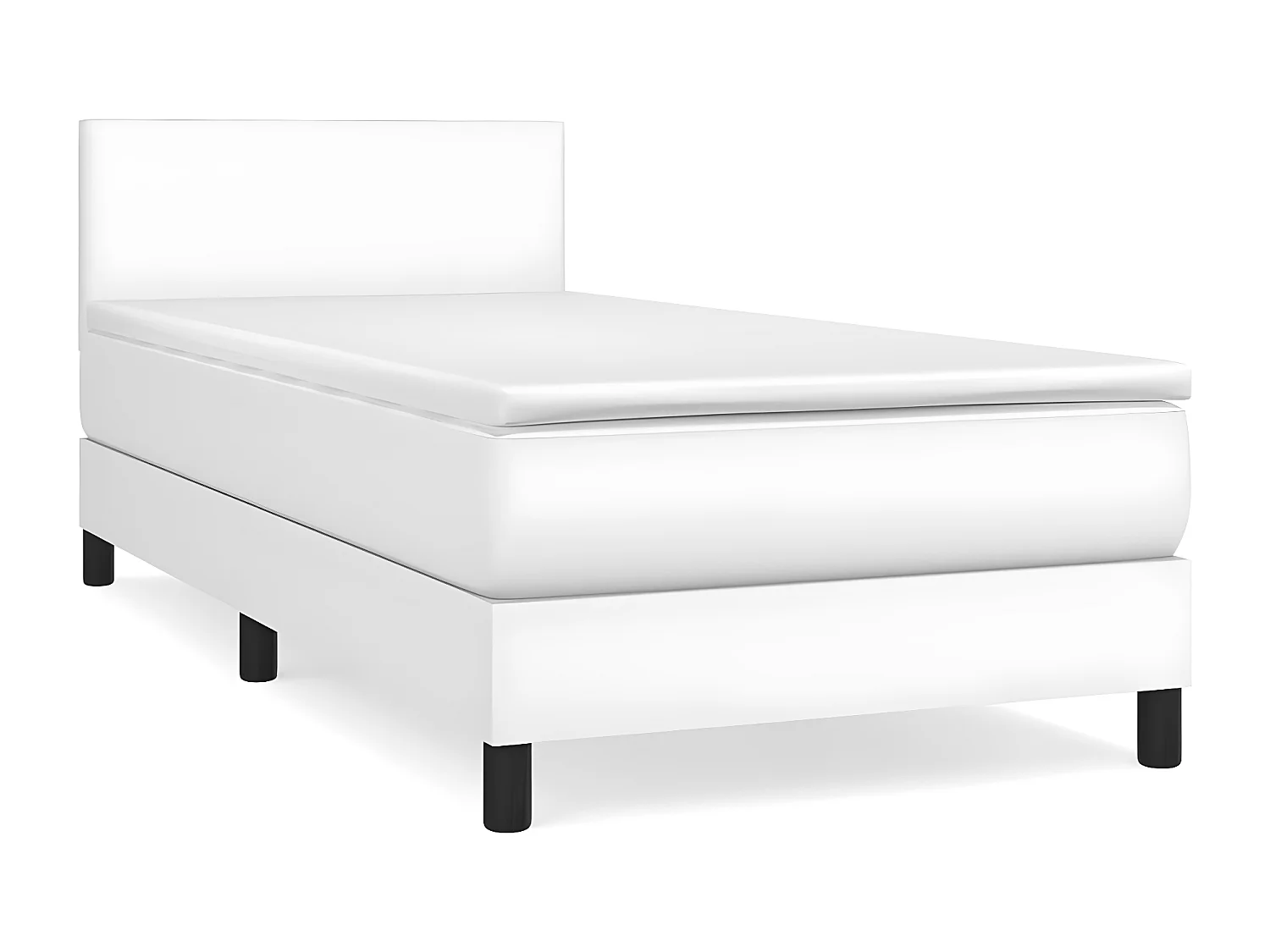 Sommier à lattes de lit avec matelas Blanc 100x200 Similicuir