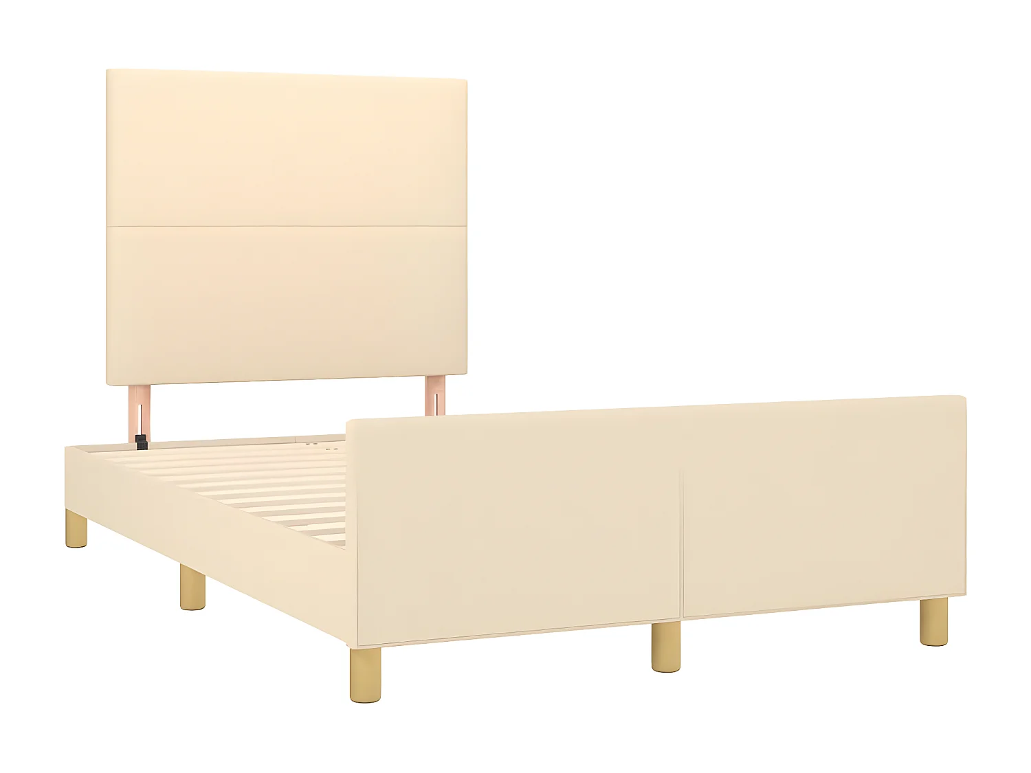 Cadre de lit avec tête de lit crème 120x190 tissu
