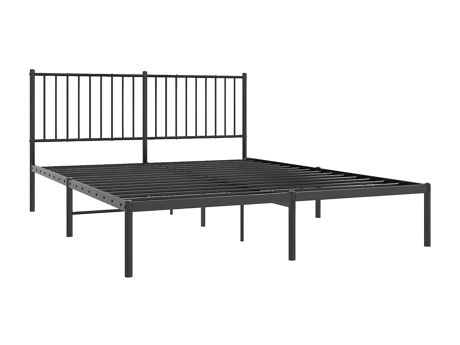 Cadre de lit métal avec tête de lit noir 150x200