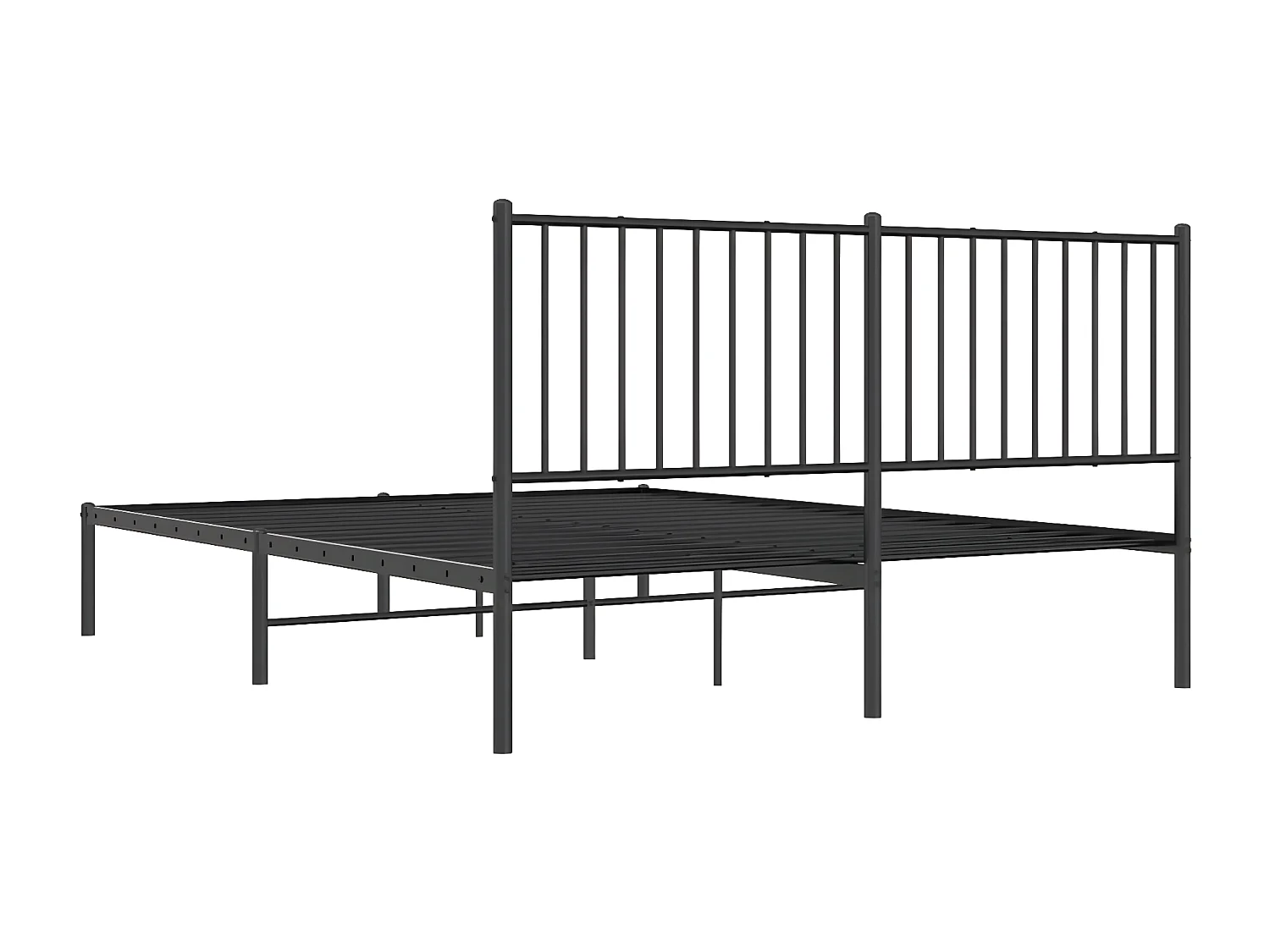 Cadre de lit métal avec tête de lit noir 150x200