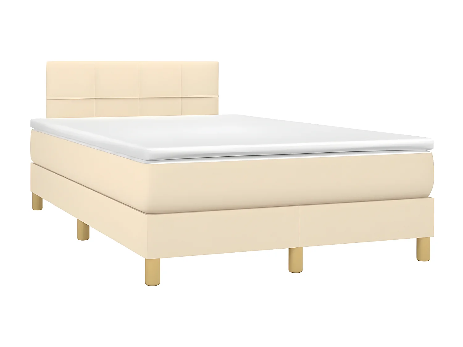 Lit à sommier tapissier avec matelas Crème 120x200 Tissu 6