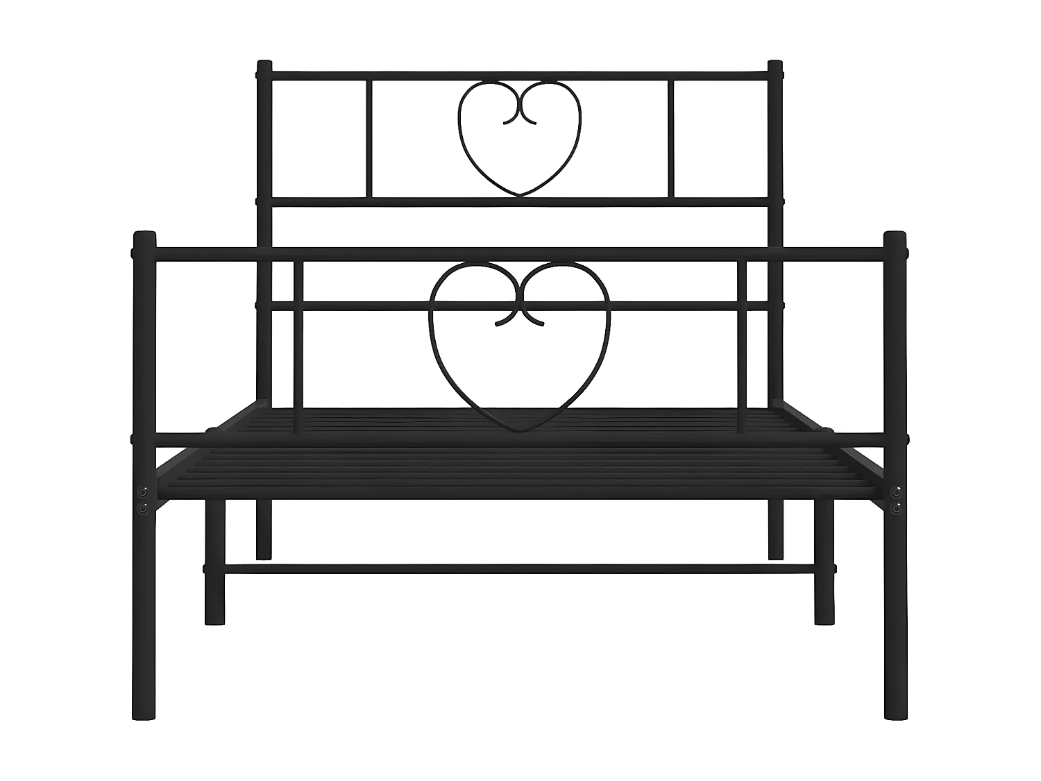Cadre de lit métal avec tête de lit-pied de lit noir 80x200