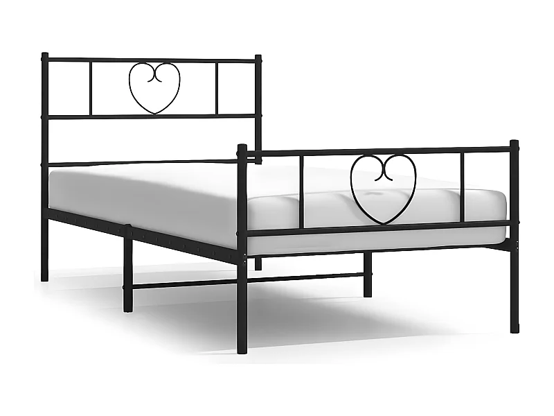 Cadre de lit métal avec tête de lit-pied de lit noir 80x200