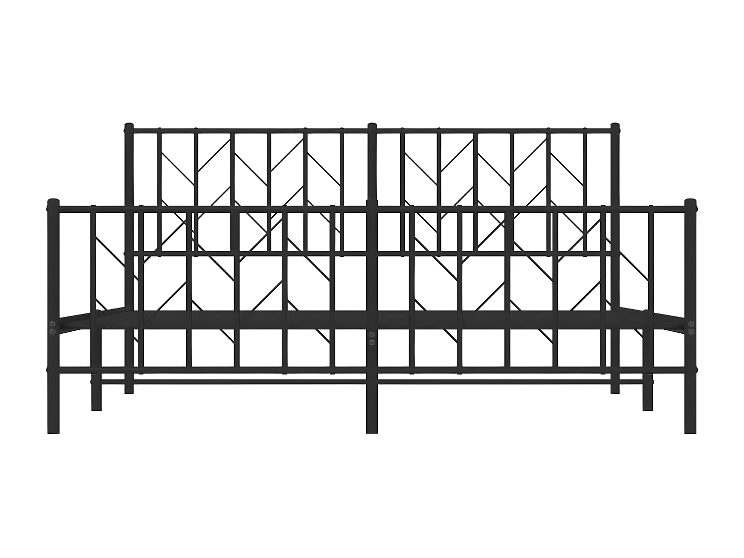 Cadre de lit métal avec tête de lit-pied de lit noir 160x200