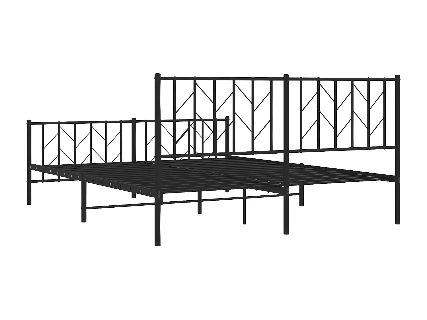 Cadre de lit métal avec tête de lit-pied de lit noir 160x200