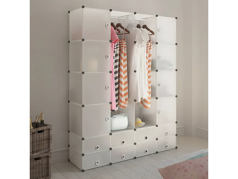 Cabinet modulable avec 18 compartiments blanc 37x146x180,5