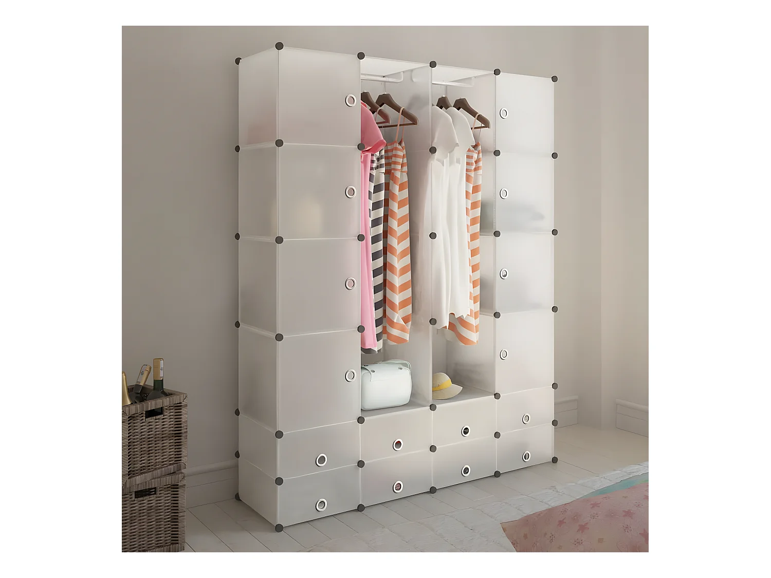 Cabinet modulable avec 18 compartiments blanc 37x146x180,5