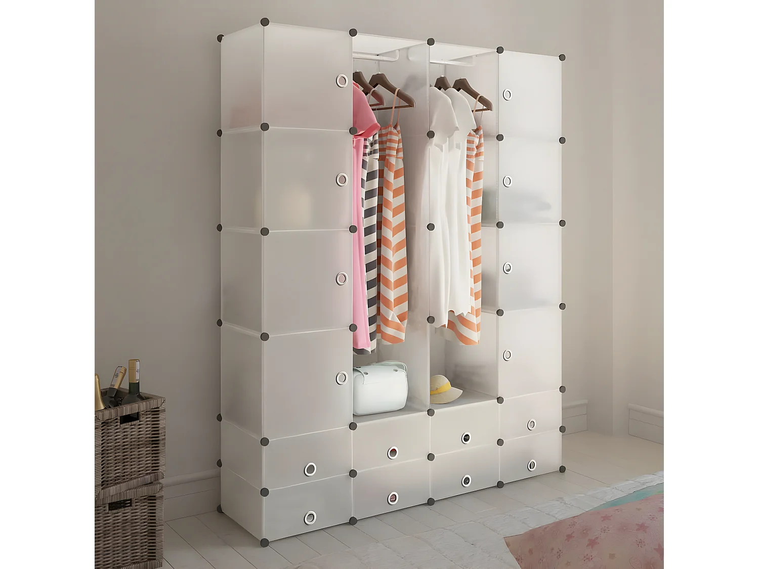 Cabinet modulable avec 18 compartiments blanc 37x146x180,5