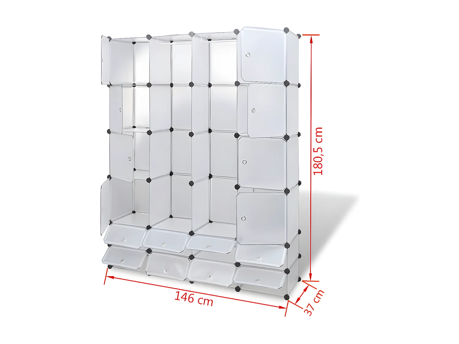 Cabinet modulable avec 18 compartiments blanc 37x146x180,5