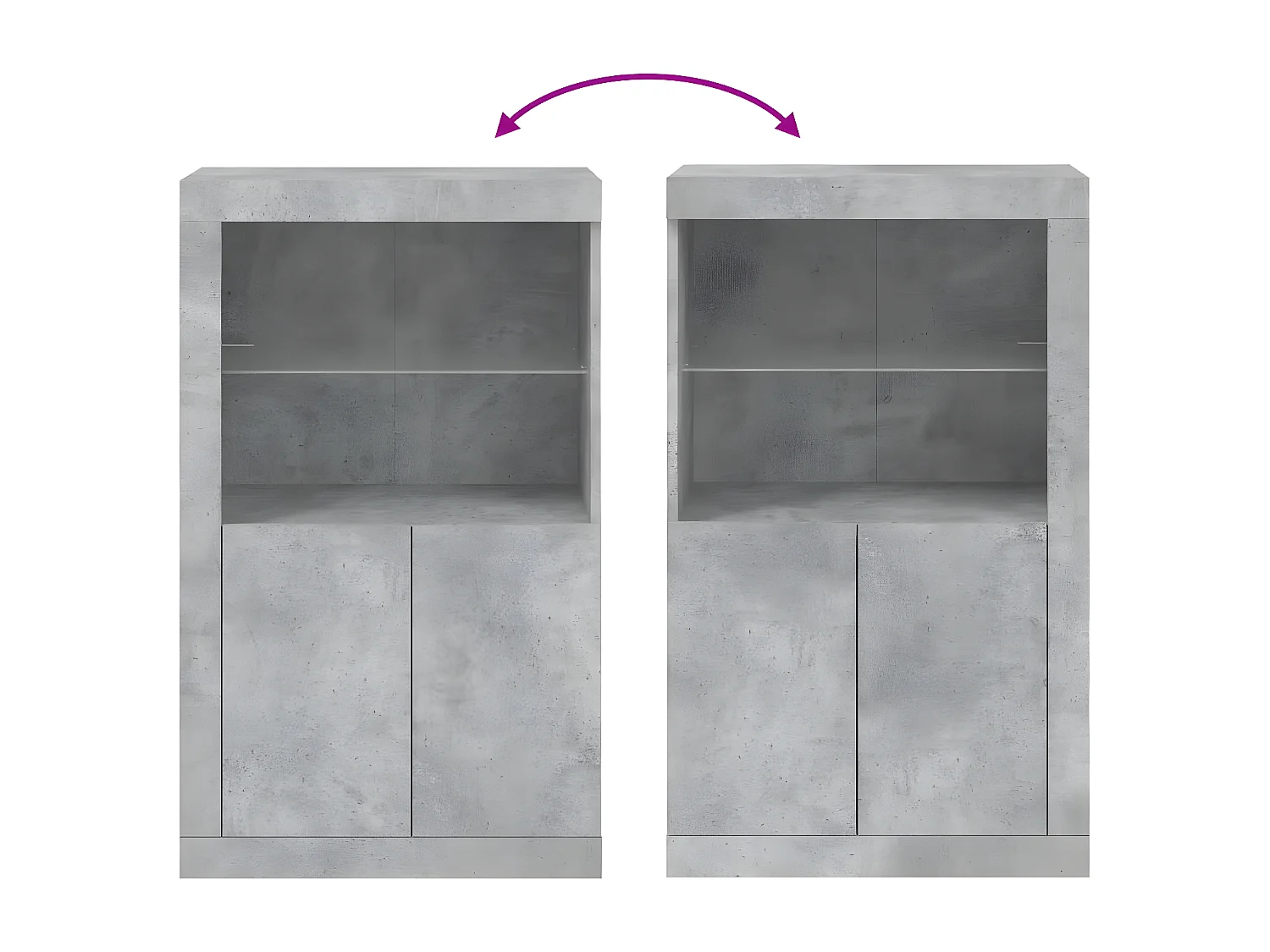 Armoire latérale avec lumières LED gris béton bois d'ingénierie