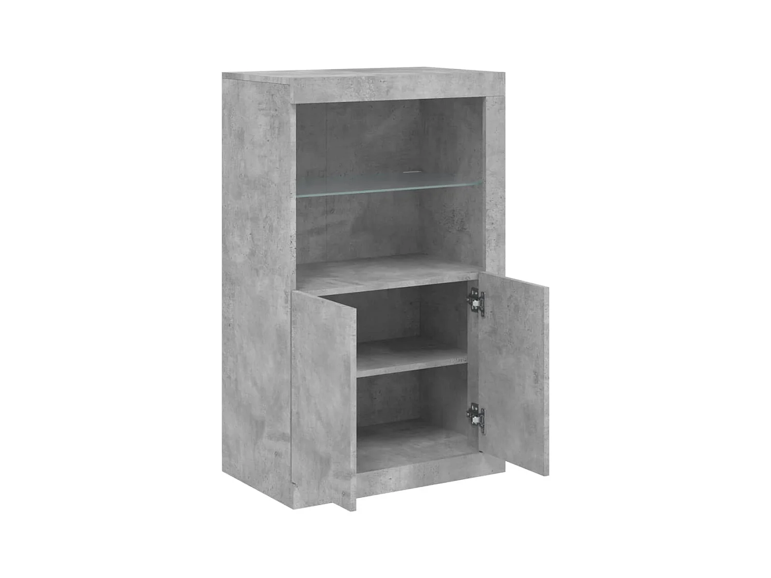 Armoire latérale avec lumières LED gris béton bois d'ingénierie