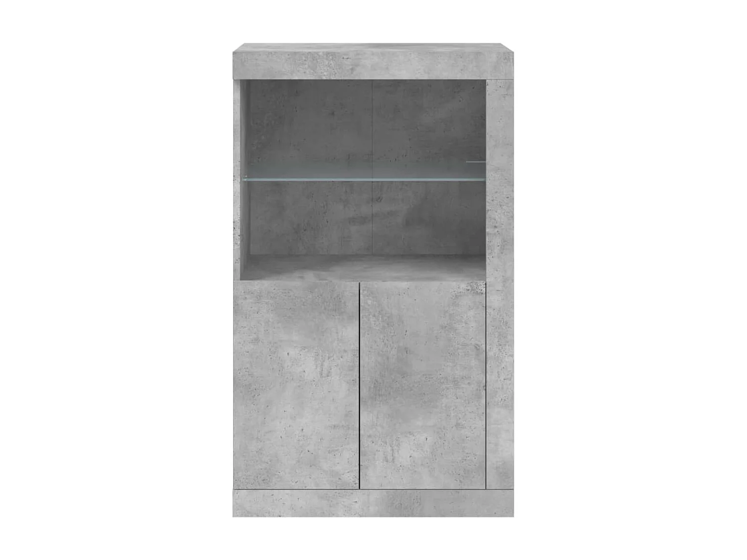 Armoire latérale avec lumières LED gris béton bois d'ingénierie