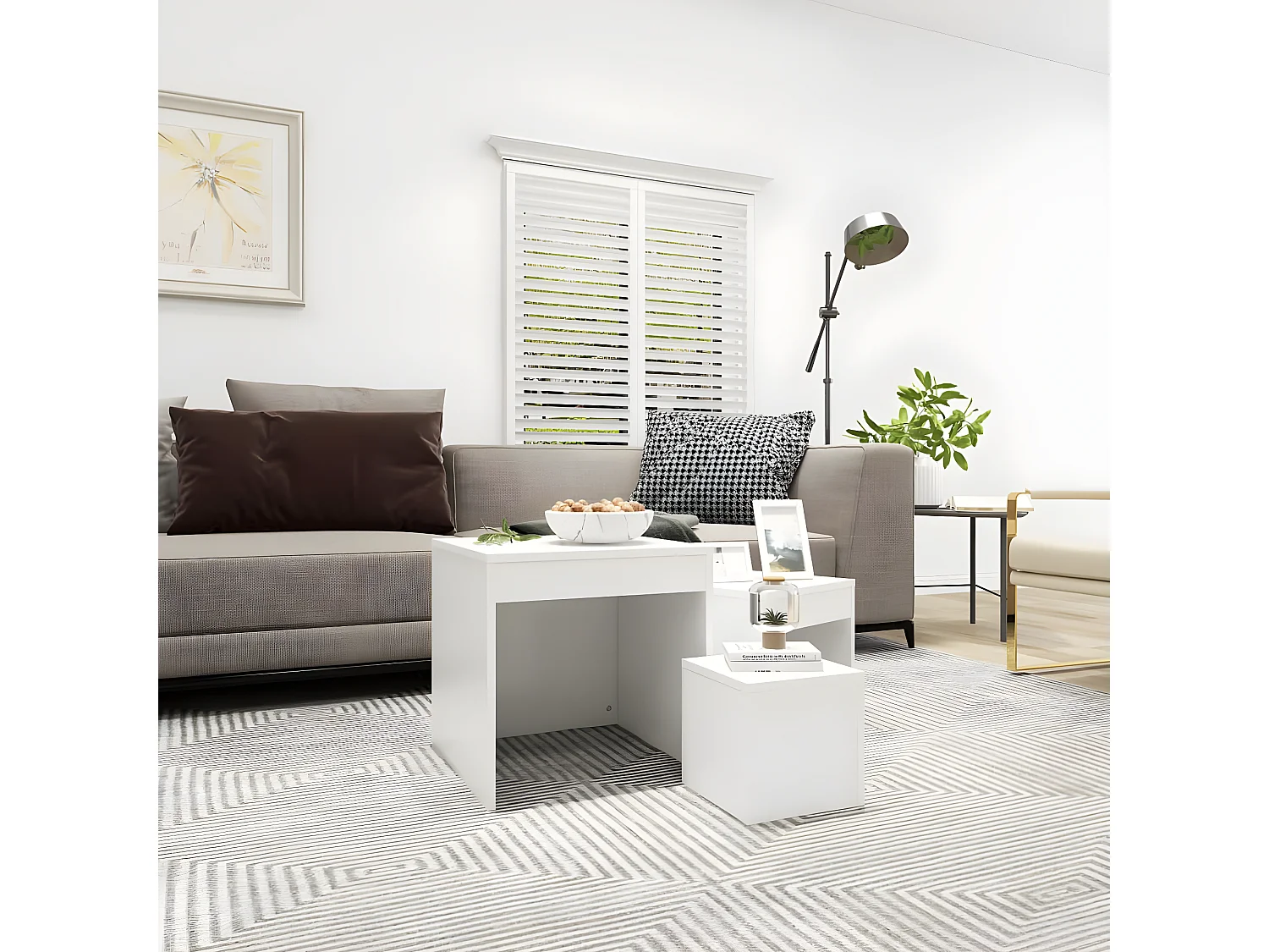 Tables gigognes 3 pcs Blanc 2