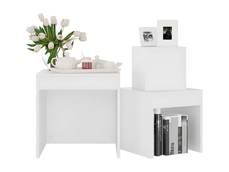 Tables gigognes 3 pcs Blanc 2