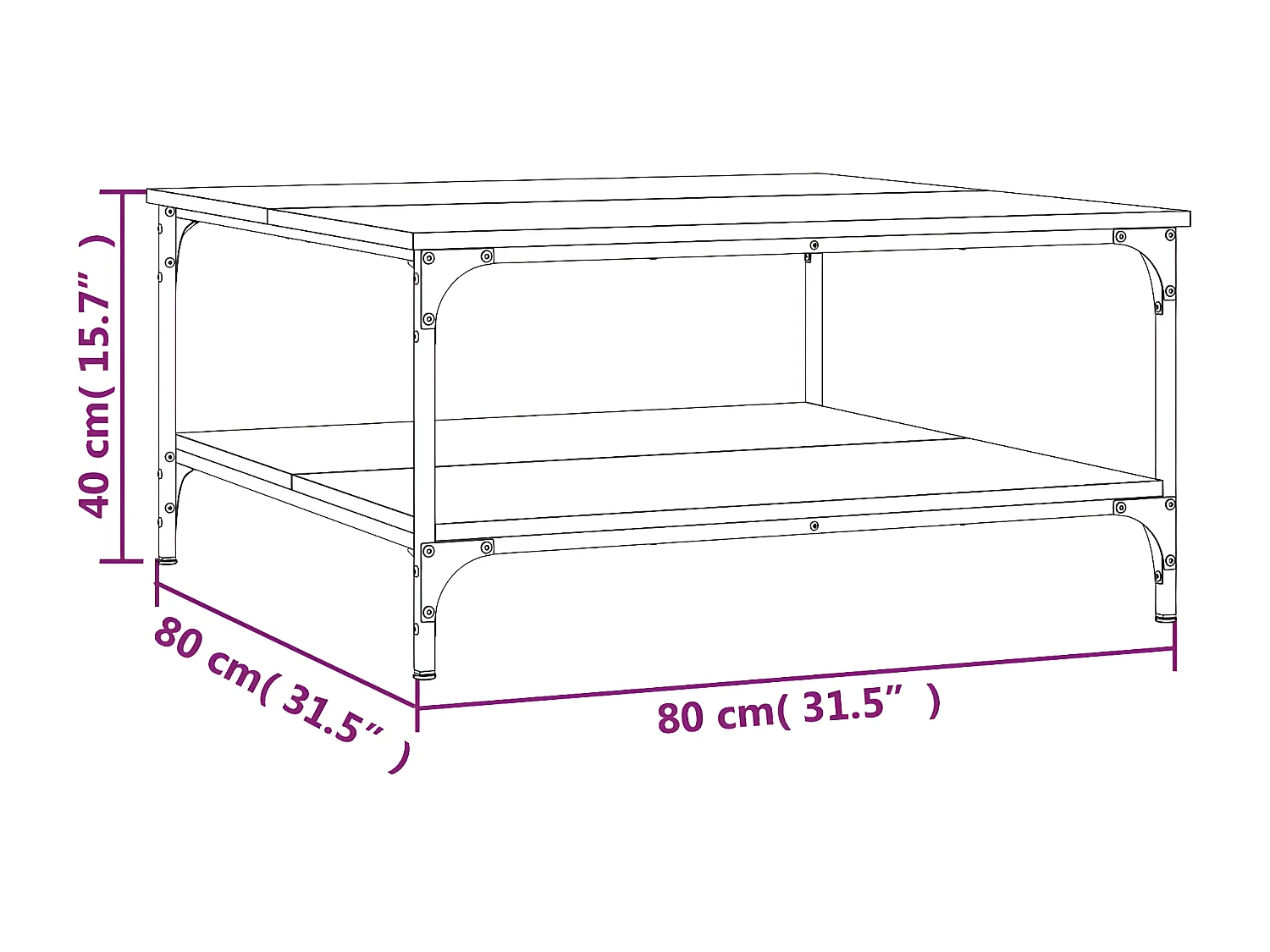 Table basse chêne sonoma 80x80x40 bois d'ingénierie