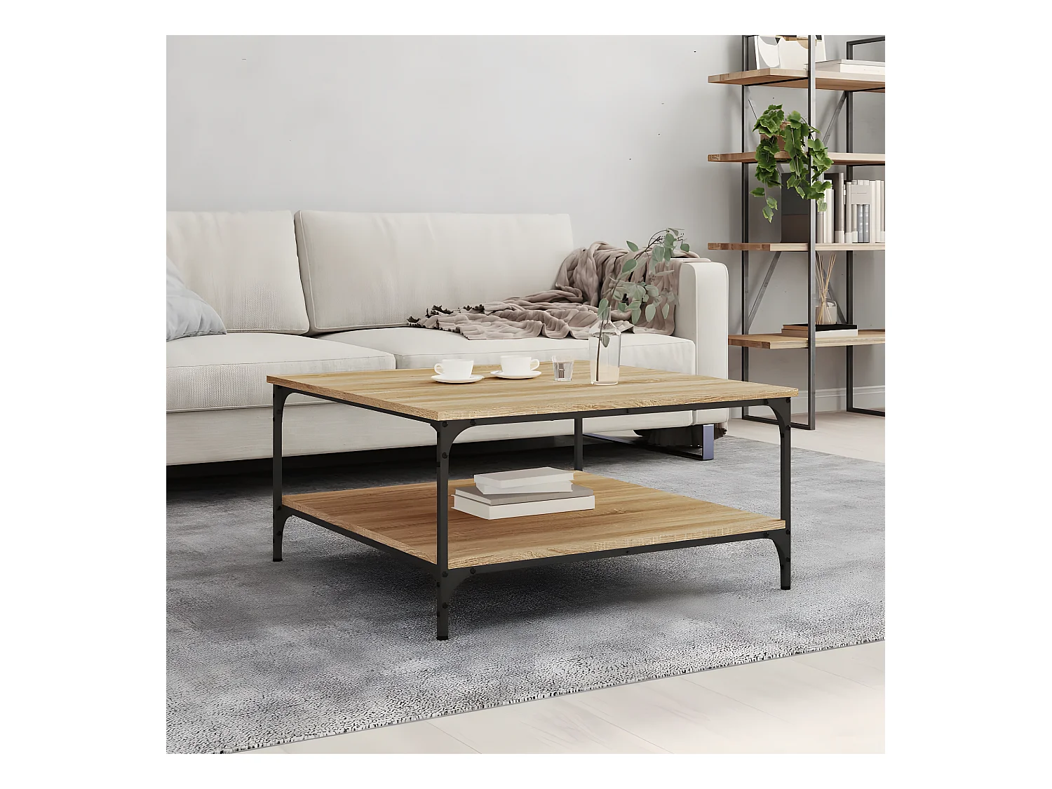Table basse chêne sonoma 80x80x40 bois d'ingénierie