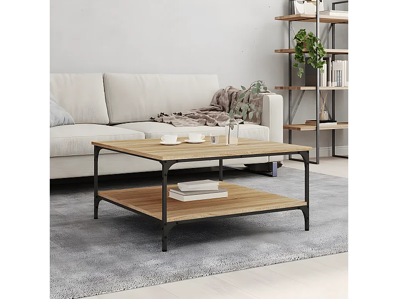 Table basse chêne sonoma 80x80x40 bois d'ingénierie