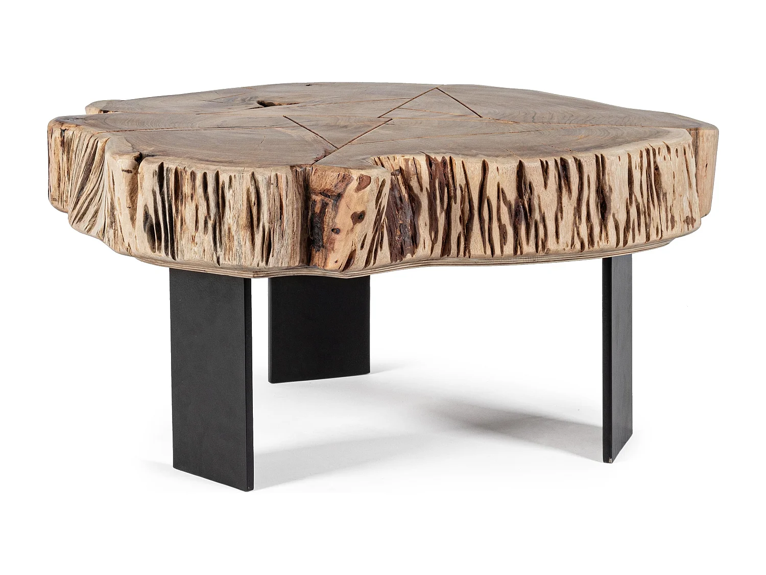 Table basse en bois d'acacia et pieds acier Kera L 70cm