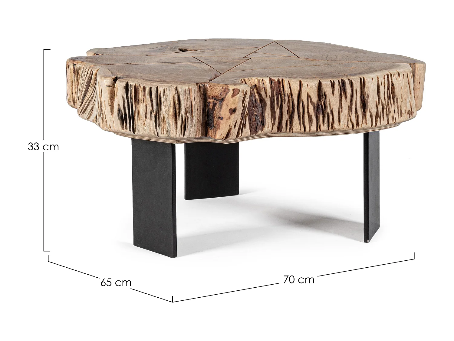 Table basse en bois d'acacia et pieds acier Kera L 70cm