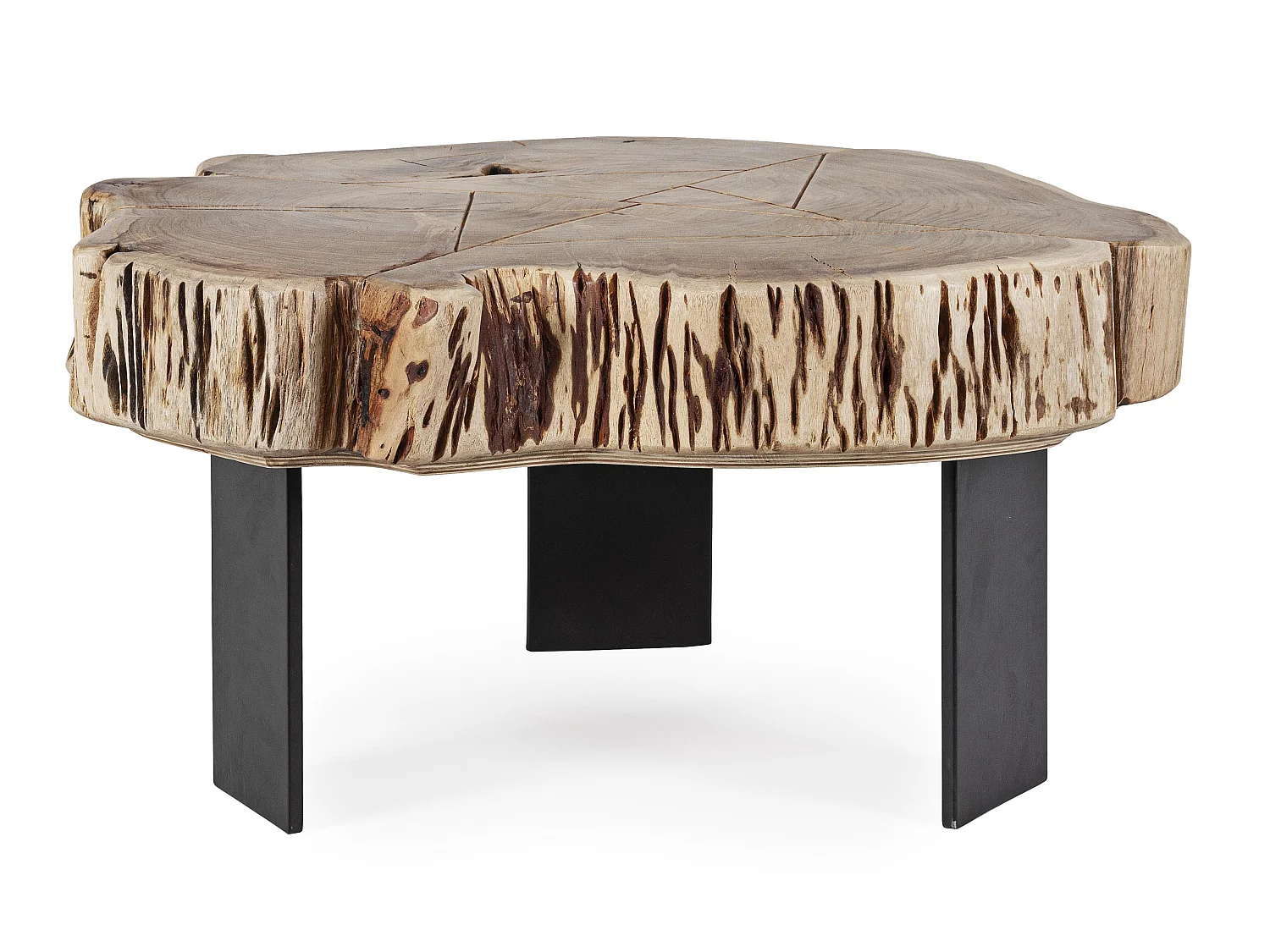 Table basse en bois d'acacia et pieds acier Kera L 70cm