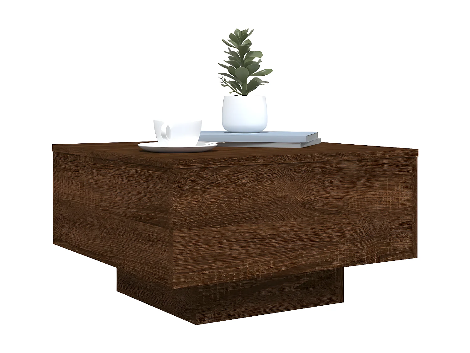 Table basse avec lumières LED chêne marron 55x55x31
