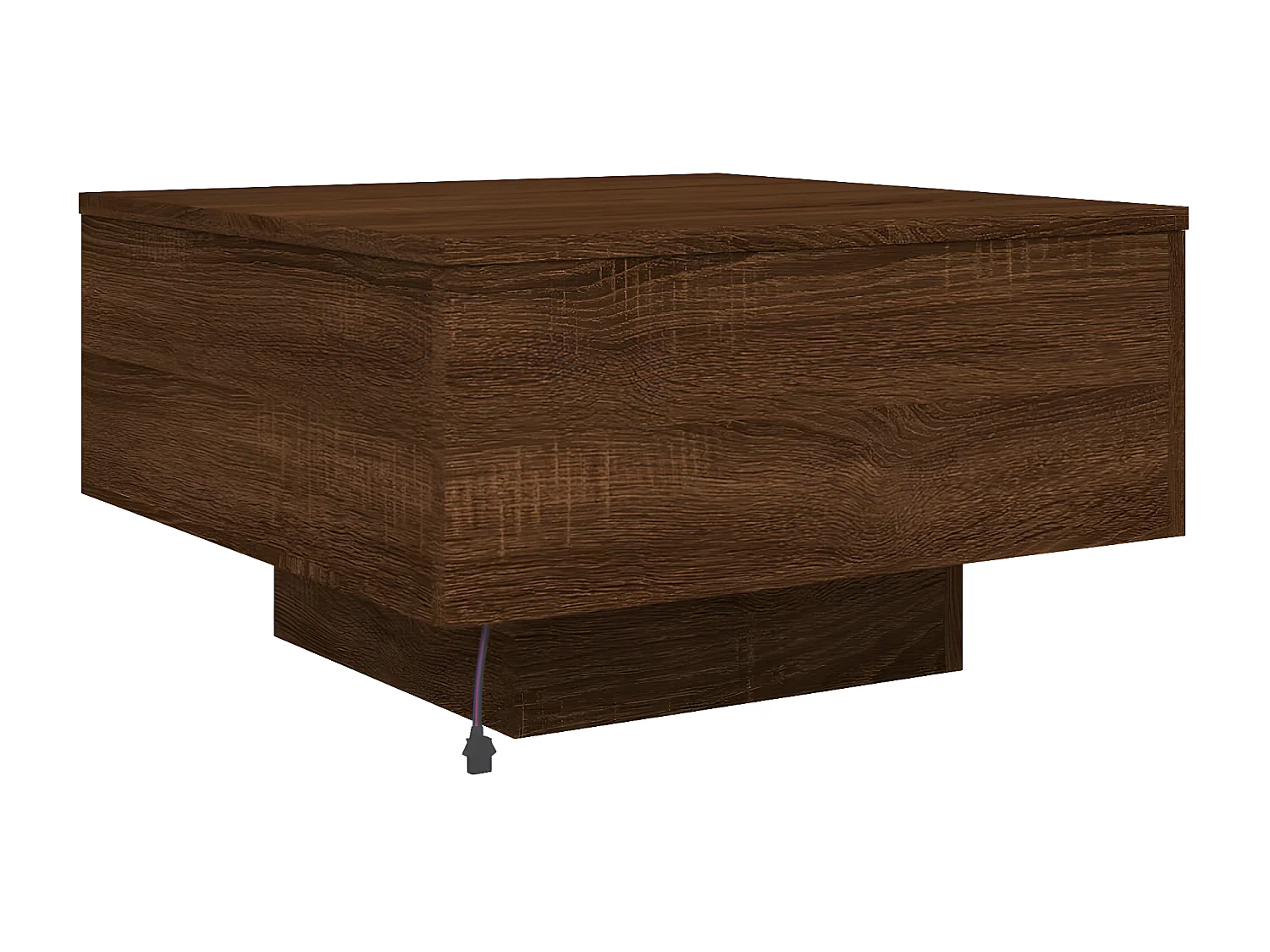Table basse avec lumières LED chêne marron 55x55x31