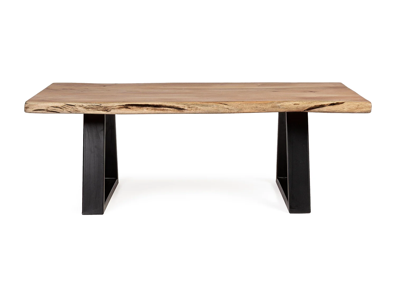 Amaly acaciahouten salontafel en zwart stalen poten 115 cm