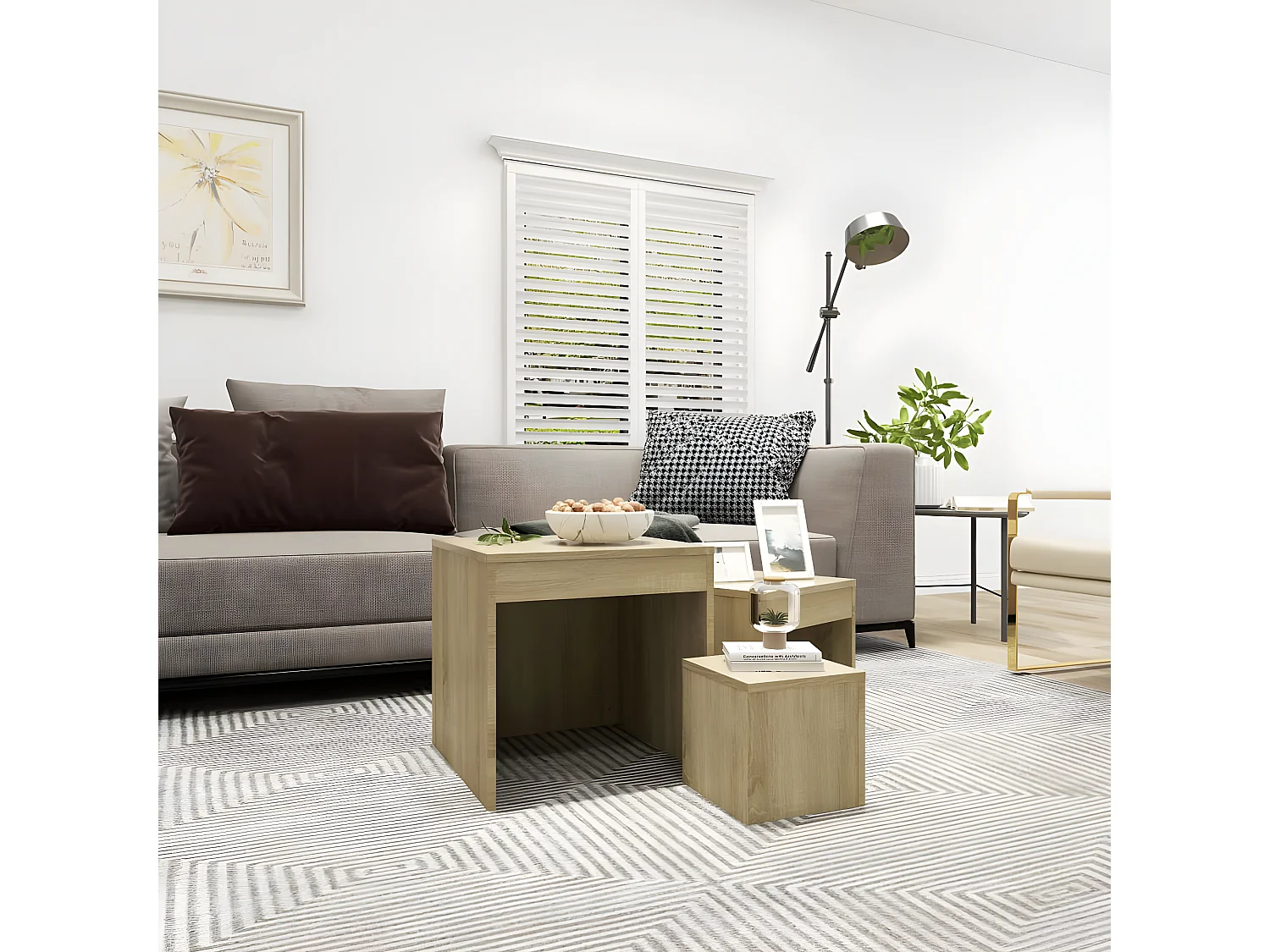 Tables gigognes 3 pcs Chêne sonoma