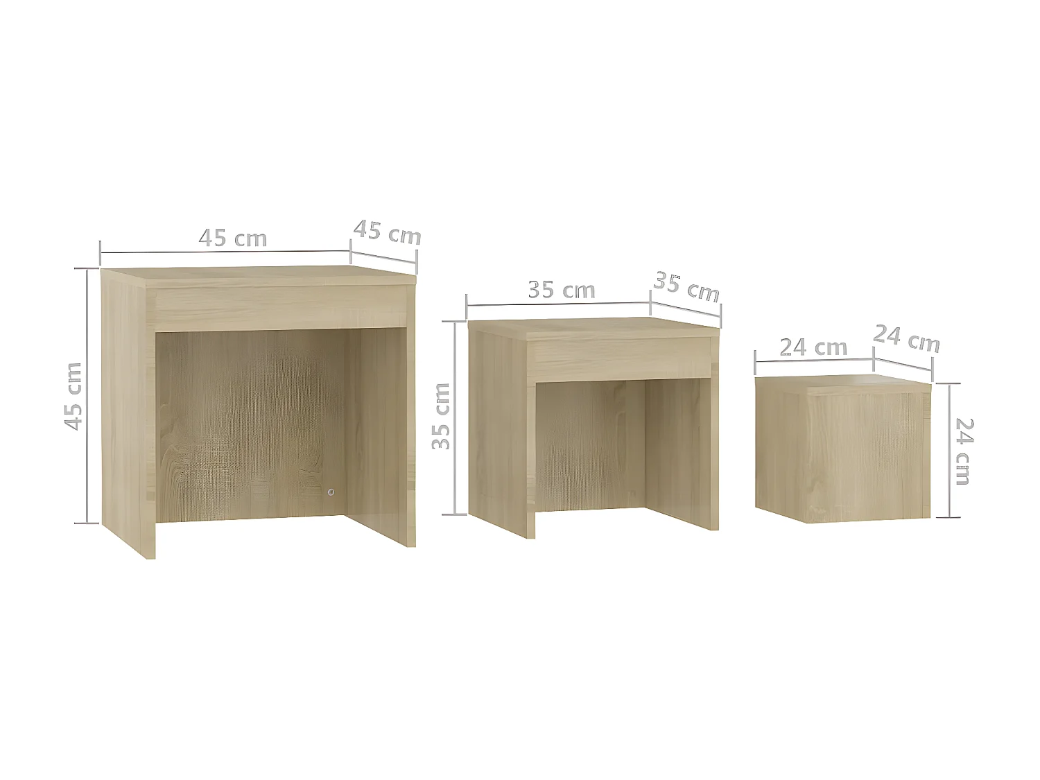Tables gigognes 3 pcs Chêne sonoma