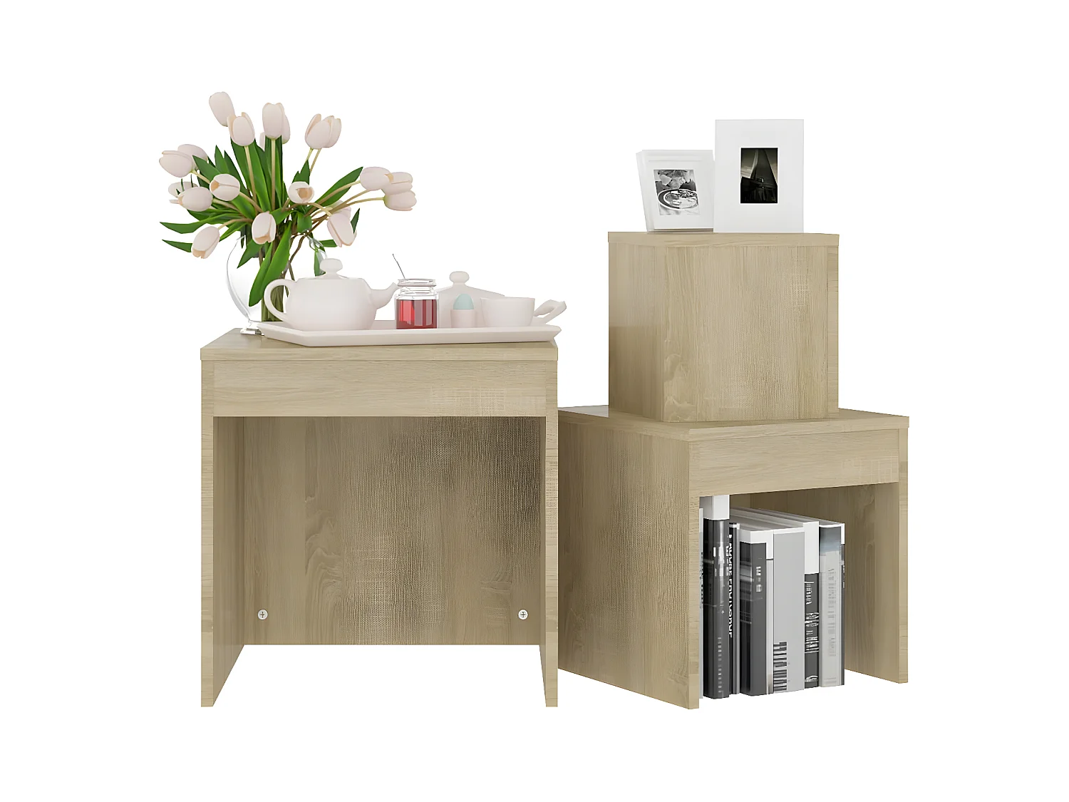 Tables gigognes 3 pcs Chêne sonoma