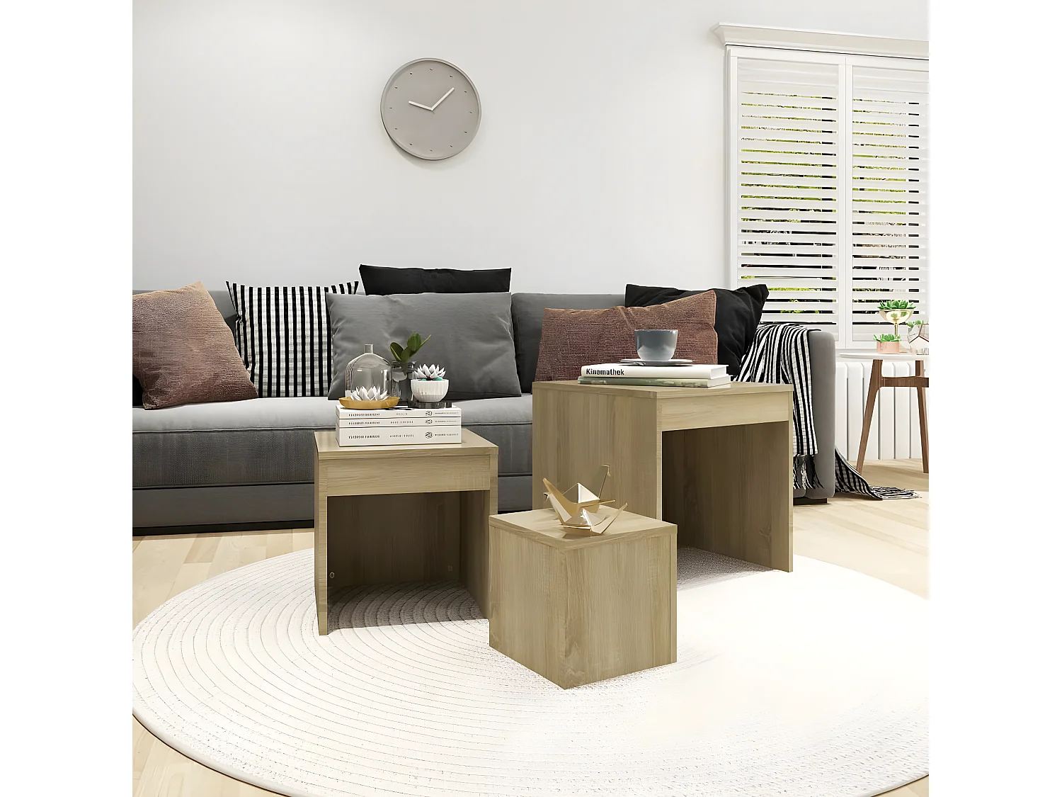 Tables gigognes 3 pcs Chêne sonoma