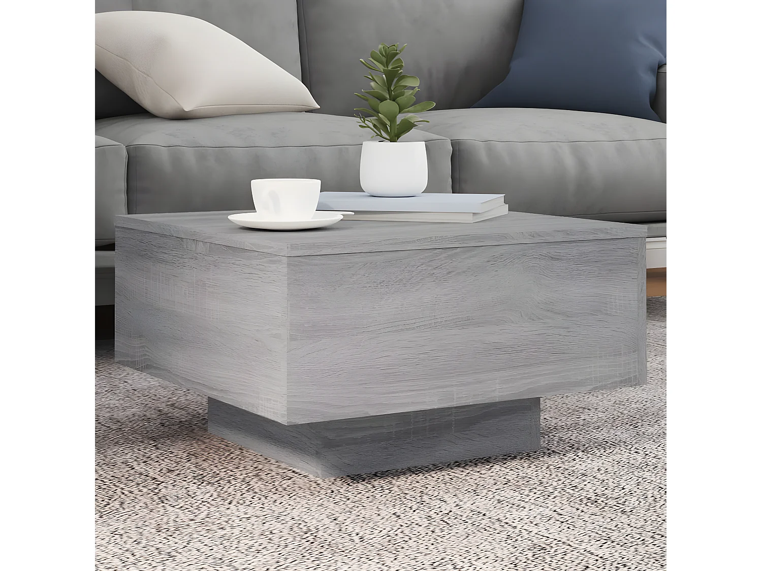 Table basse sonoma gris 55x55x31 bois d'ingénierie