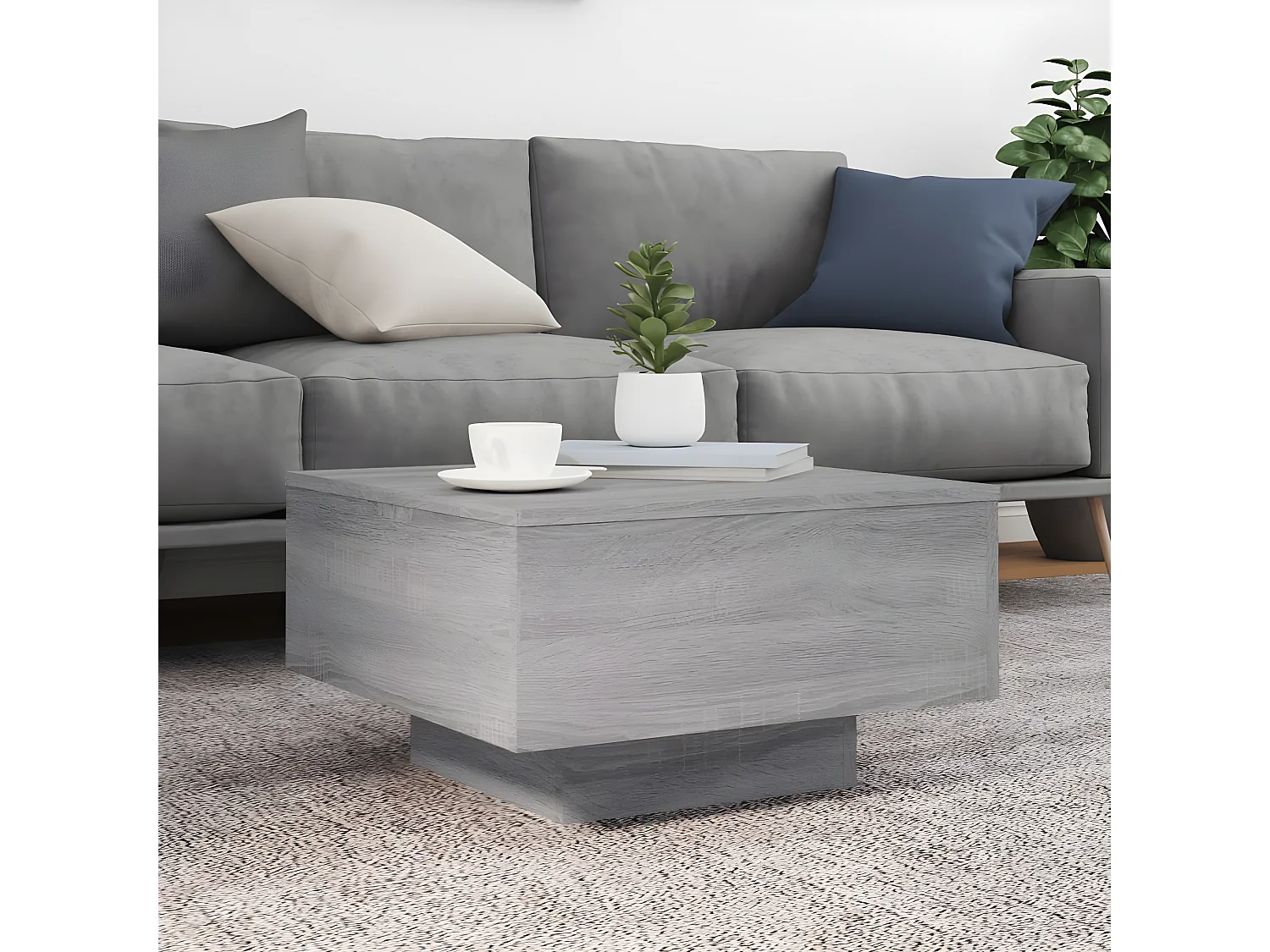 Table basse sonoma gris 55x55x31 bois d'ingénierie