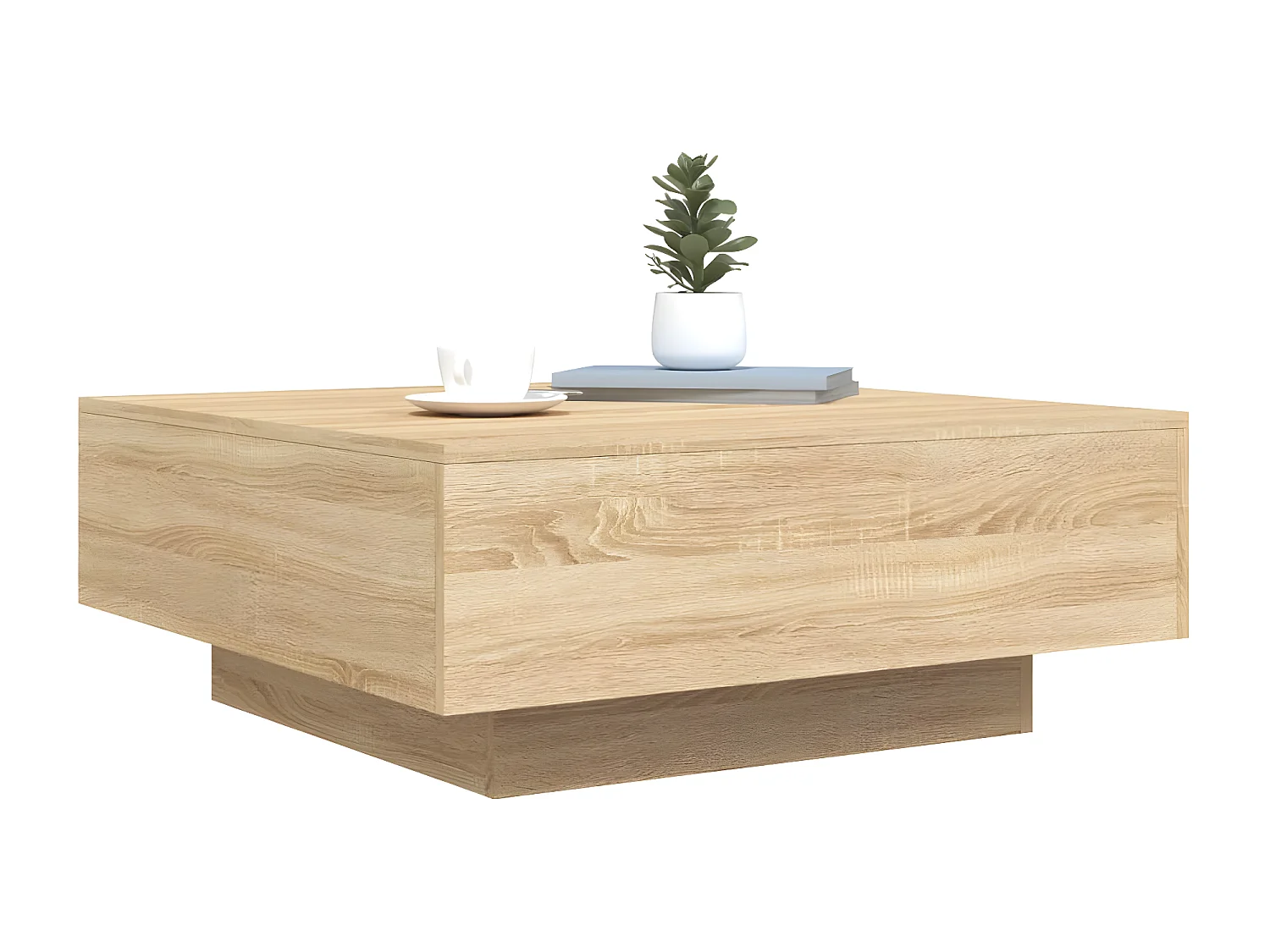 Table basse avec lumières LED chêne sonoma 80x80x31